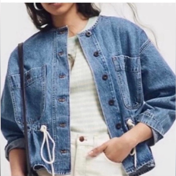 Madewell Jackets & Blazers - Madewell Claremont Drawstring Denim Jacker in Sz Large NWOT